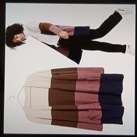 Madewell Kent Striped Cardigan Sweater Coziest Yarn Clorblock Womens Small - Picture 1 of 8